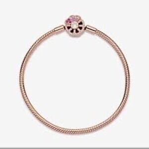 Pandora China Exclusive Rose MomentsPink Fan Clasp Snake Chain Bracelet